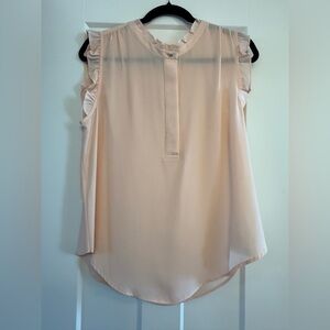 DKNY Sleeveless Ruffle-Neck Blouse in Light Blush